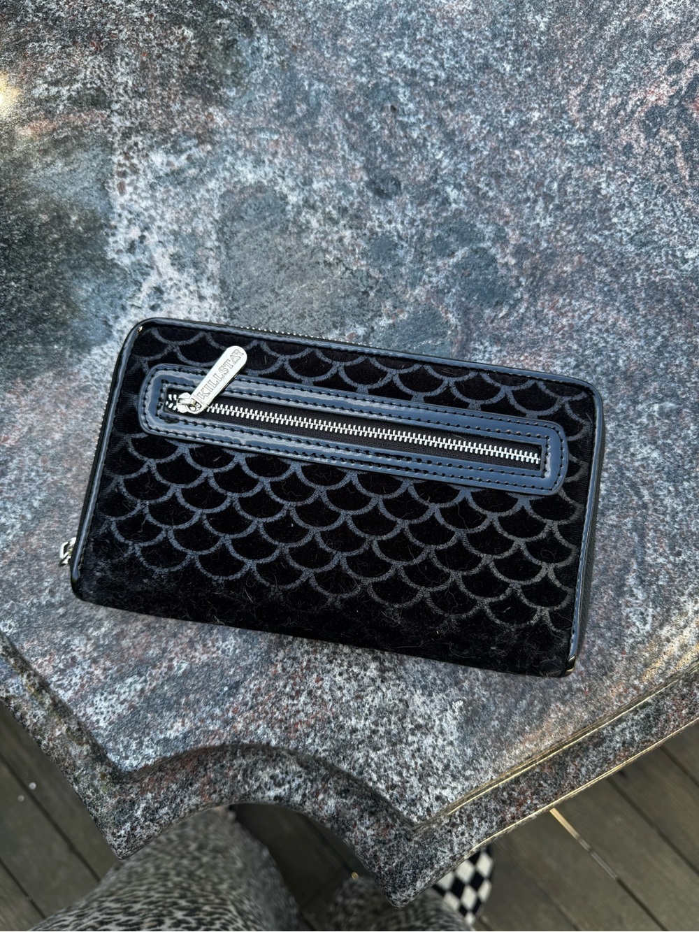 Killstar Black Mermaid Zip Wallet with Silver Zip Accent-Needs Small Repair